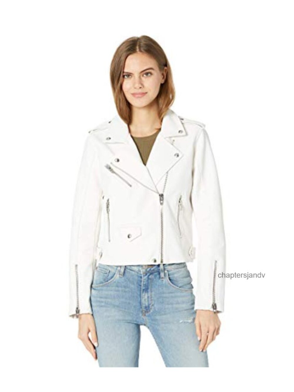 Faux Leather Moto Jacket Long Sleeve Aviator Notch Collar Moto Jacket